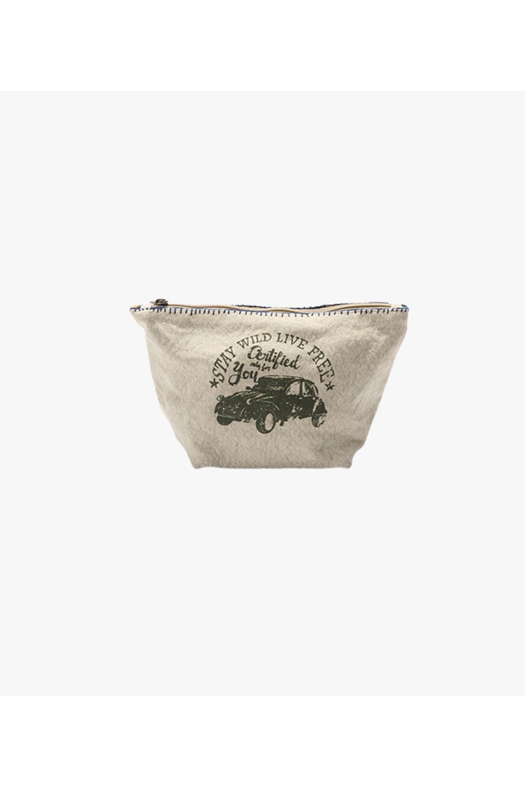 POUCH DEUCH Beige 100% cotton pouch with embroidery for women 26 x 15 x 13 CM - 1