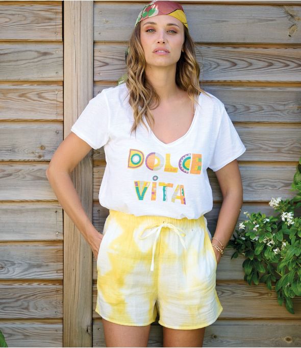 TIM IBIZA YELLOW Cotton Shorts - - Storiatipic