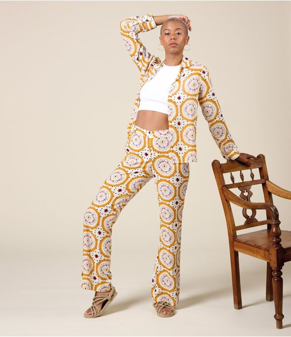 Pantalón de viscosa SASHA MANDALA ORANGE - - Storiatipic