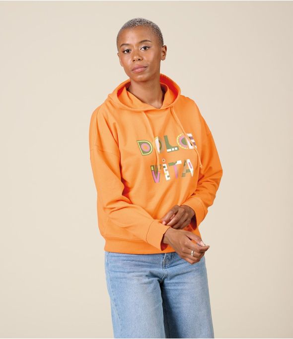 BILLY DOLCE ORANGE Cotton Sweetshirt - - Storiatipic