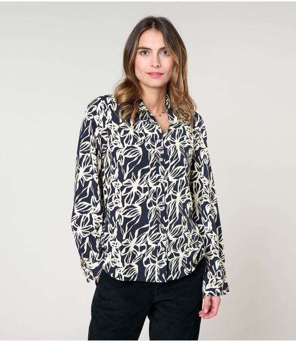 Camisa de viscosa FRAN PASTEL BLACK - - Storiatipic