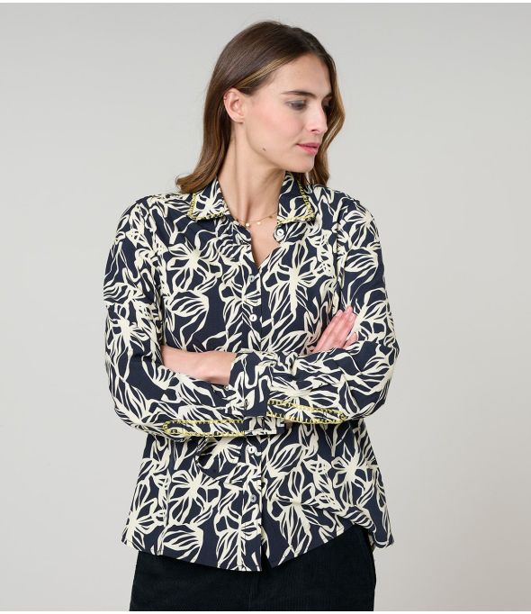 Camisa de viscosa FRAN PASTEL BLACK - - Storiatipic