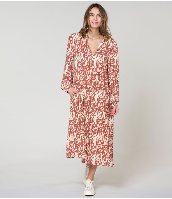 VESTIDO GULIA PASTEL BRICK en Viscosa - - Storiatipic