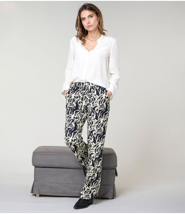 PANTALONES SASHA DE VISCOSA NEGRO PASTEL - - Storiatipic