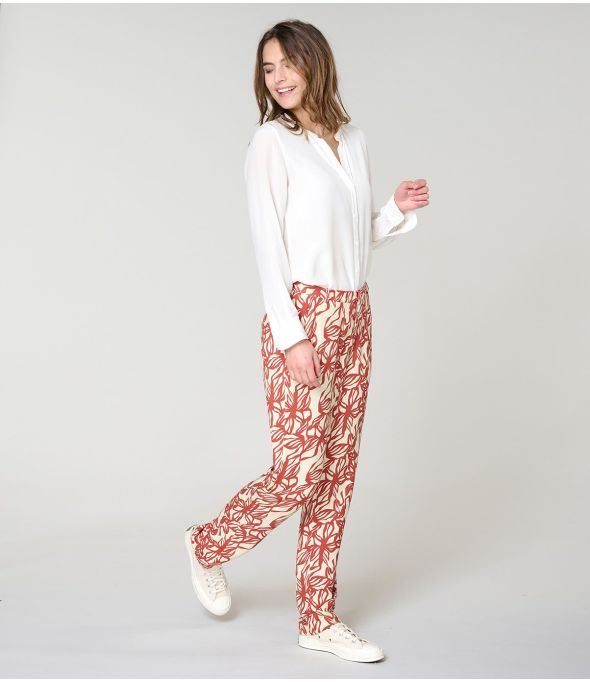 LENY PASTEL BRICK VISCOSE PANTS - - Storiatipic