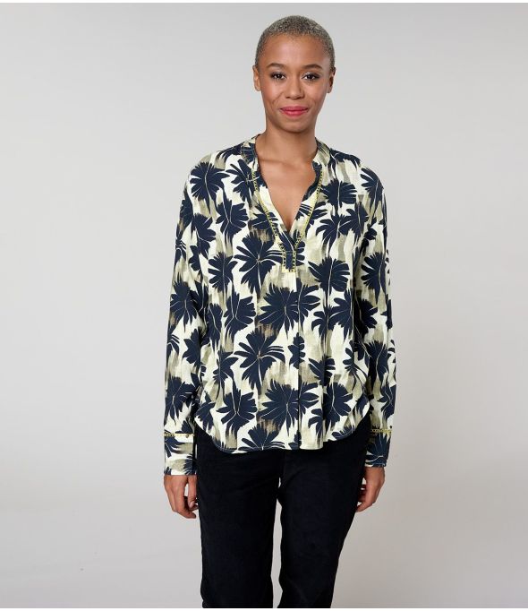 BLUSA MILA HIBIS NEGRA en Viscosa - - Storiatipic
