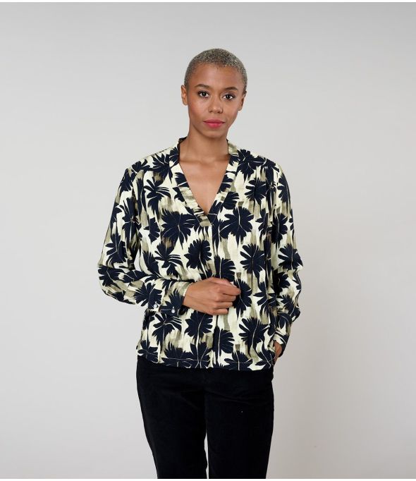 BLUSA SARA HIBIS NEGRA en Viscosa - - Storiatipic