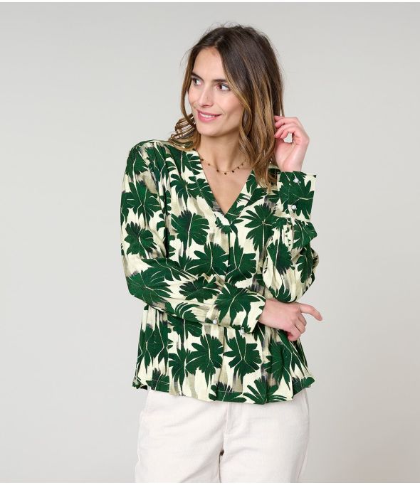 SARA HIBIS GREEN Blusa de viscosa - - Storiatipic