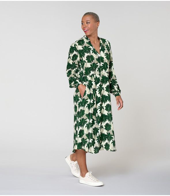 Vestido de viscosa GULIA HIBIS GREEN - - Storiatipic