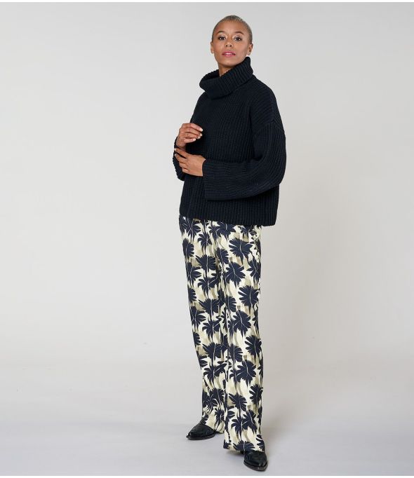 SASHA HIBIS BLACK Viscose pants - - Storiatipic
