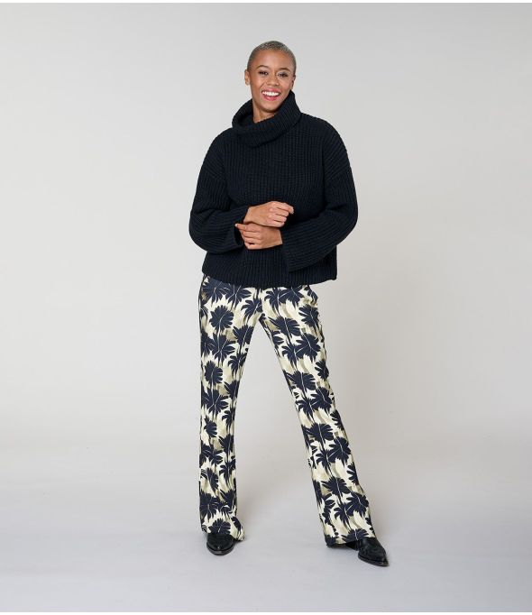 SASHA HIBIS BLACK Viscose pants - - Storiatipic