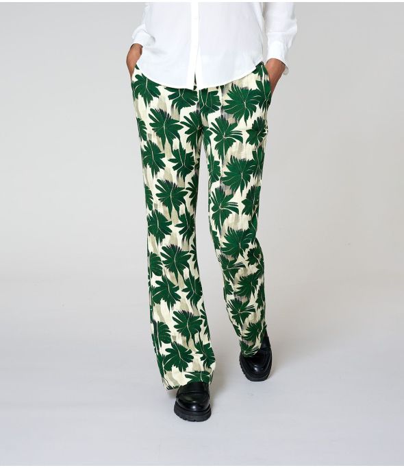 SASHA HIBIS GREEN Viscose pants - - Storiatipic