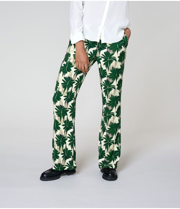 SASHA HIBIS GREEN Viscose pants - - Storiatipic