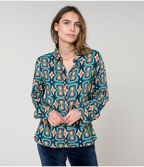 Camisa de viscosa FRAN KHAN BLUE - Storiatipic