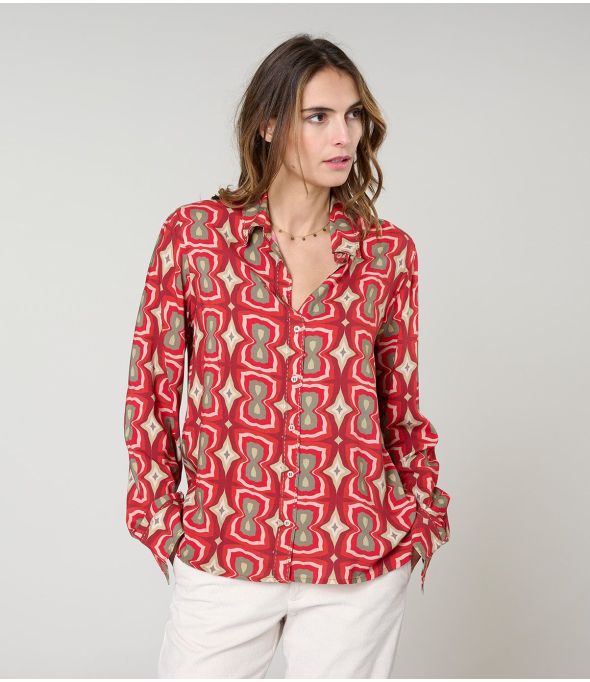 Camisa de viscosa FRAN KHAN RED - Storiatipic