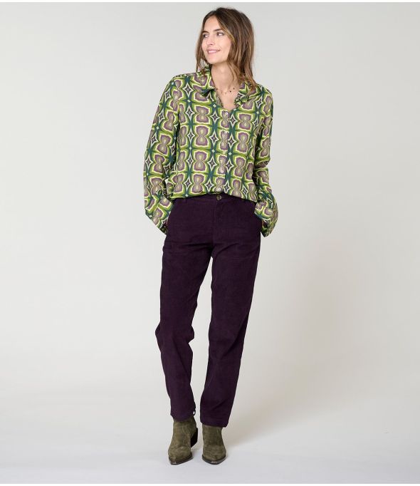 Camisa de viscosa FRAN KHAN GREEN - - Storiatipic