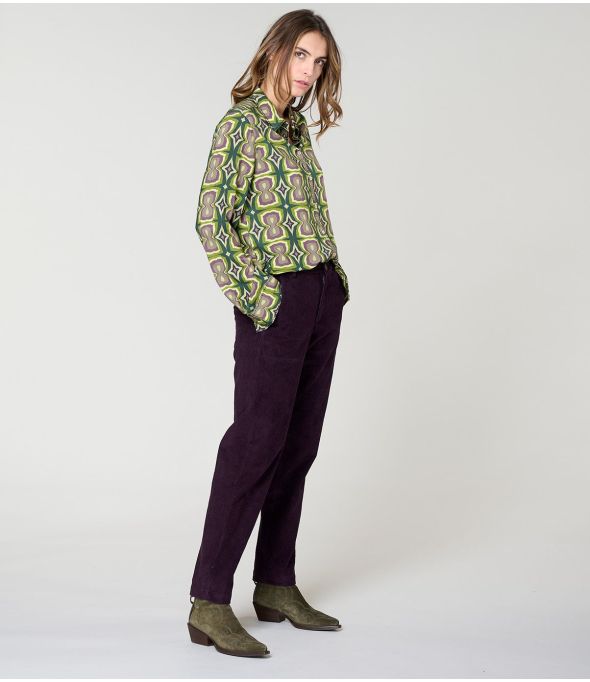 Camisa de viscosa FRAN KHAN GREEN - - Storiatipic