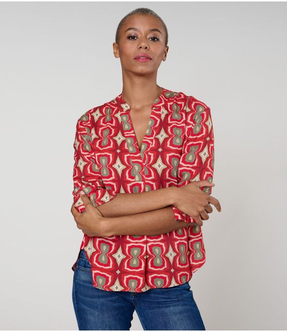 BLUSA ROJA MILA KHAN en Viscosa - - Storiatipic