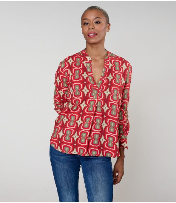 BLUSA ROJA MILA KHAN en Viscosa - - Storiatipic
