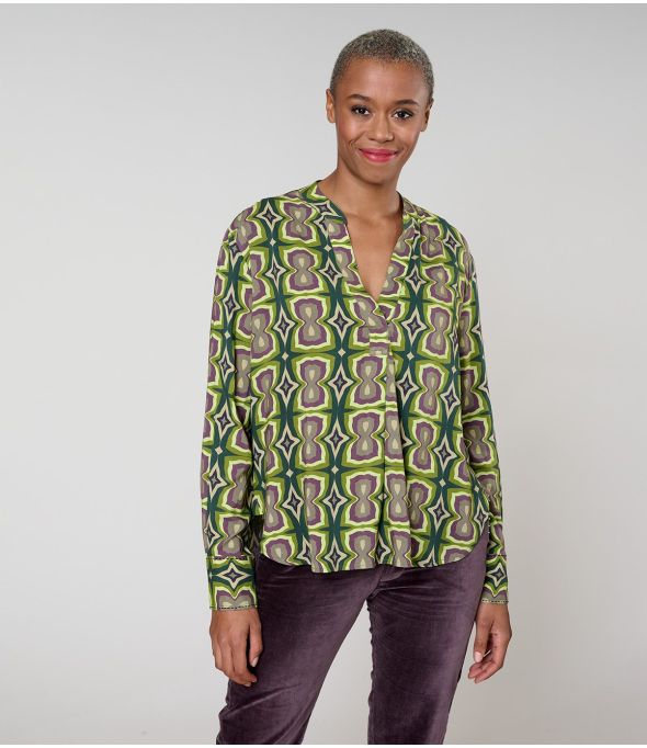 MILA KHAN GREEN Blusa de viscosa - - Storiatipic