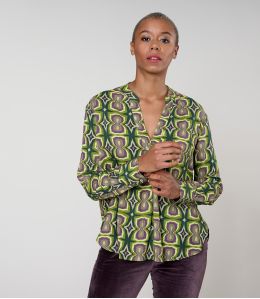 MILA KHAN GREEN Viscose blouse - - Storiatipic MILA KHAN GREEN Viscose blouse - - Storiatipic