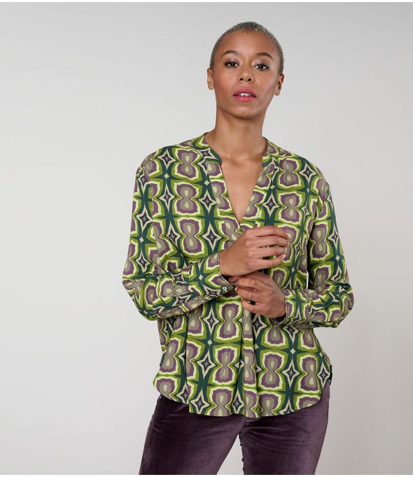 MILA KHAN GREEN Blusa de viscosa - - Storiatipic