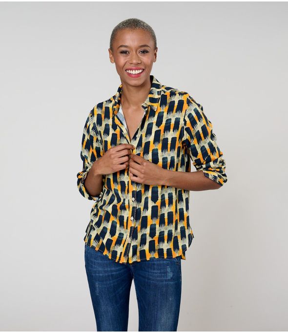 Camisa de viscosa FRAN KUMI NAVY - - Storiatipic