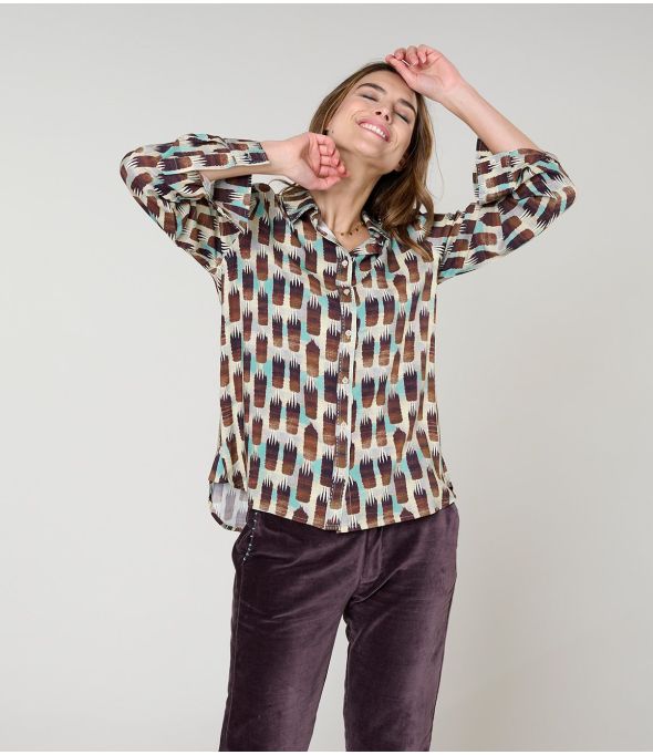 Camisa de viscosa FRAN KUMI PLUM - - Storiatipic