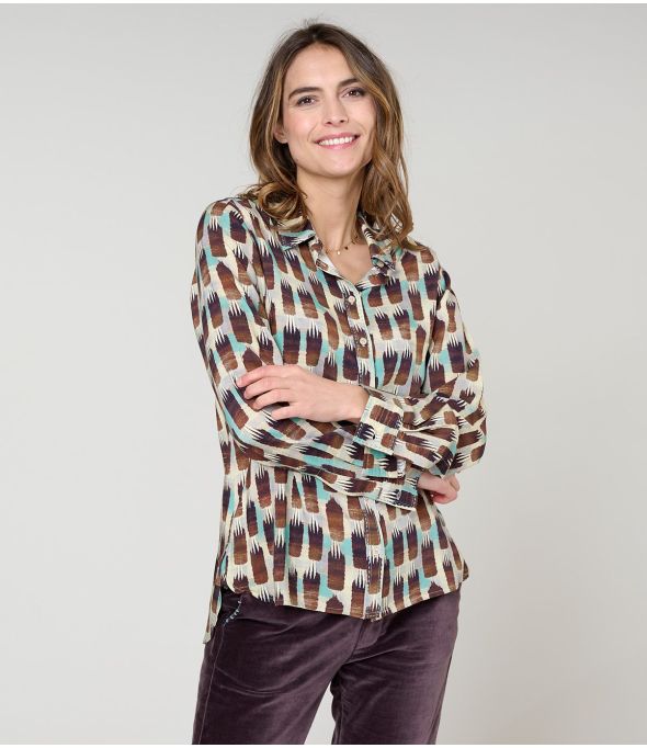Camisa de viscosa FRAN KUMI PLUM - - Storiatipic
