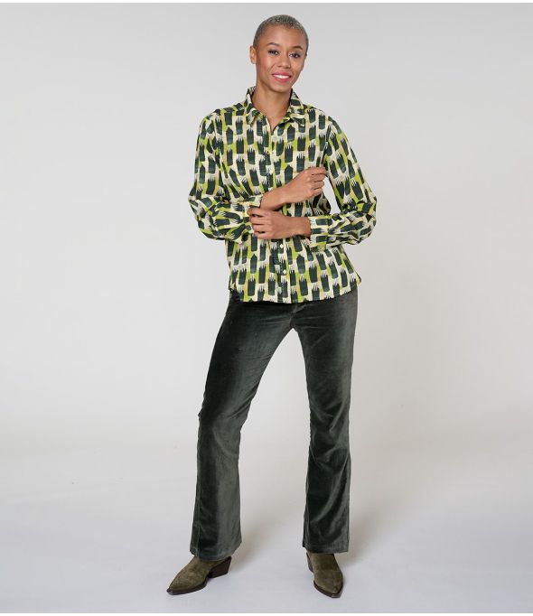 Camisa de viscosa FRAN KUMI GREEN - - Storiatipic