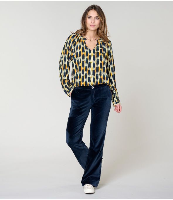 BLUSA AZUL MARINO IRIS KUMI en Viscosa - - Storiatipic