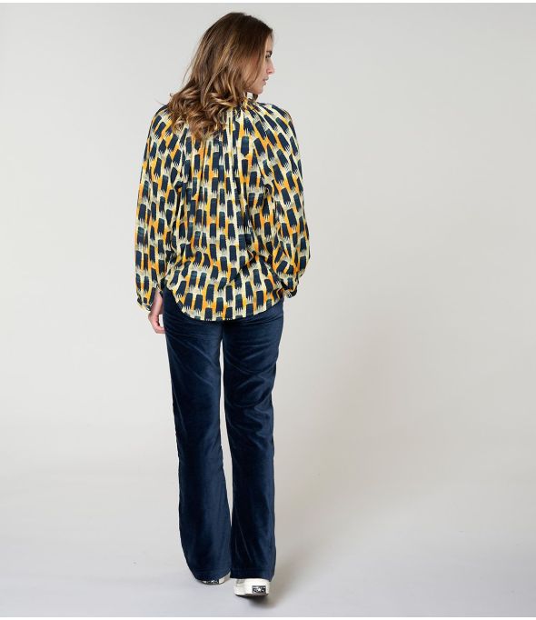 IRIS KUMI NAVY BLOUSE in Viscose - - Storiatipic