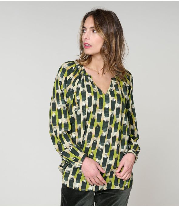 IRIS KUMI GREEN Blusa de viscosa - - Storiatipic