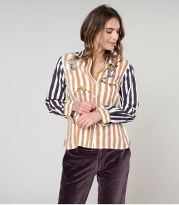 FRAN MOON CAMEL RAYON SHIRT - - Storiatipic FRAN MOON CAMEL RAYON SHIRT - - Storiatipic