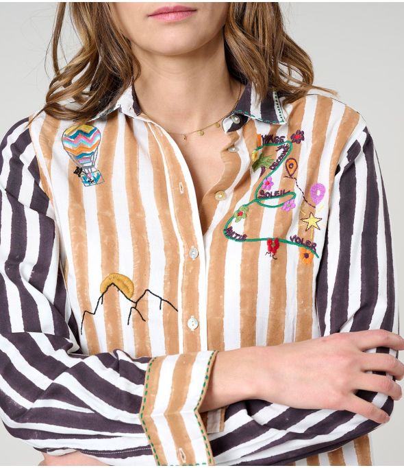 CAMISA FRAN MOON CAMEL RAYON - - Storiatipic