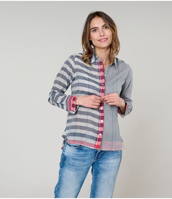 CAMISA DE ALGODÓN AZUL FRAN WEAVE - - Storiatipic