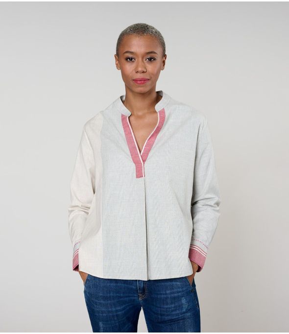 BLUSA MILA WEAVE GRIS en Algodón - - Storiatipic