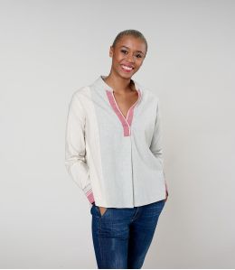 MILA WEAVE GREY COTTON BLOUSE - - Storiatipic MILA WEAVE GREY COTTON BLOUSE - - Storiatipic