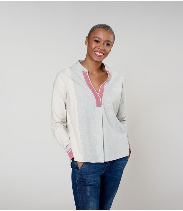 BLUSA MILA WEAVE GRIS en Algodón - - Storiatipic