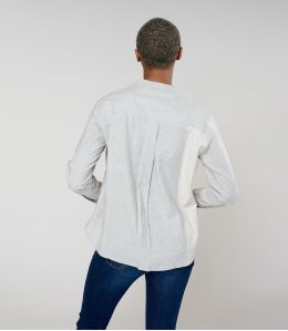 MILA WEAVE GREY COTTON BLOUSE - - Storiatipic MILA WEAVE GREY COTTON BLOUSE - - Storiatipic