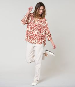 LENY PLAIN VELVET ECRU VISCOSE PANTS - - Storiatipic LENY PLAIN VELVET ECRU VISCOSE PANTS - - Storiatipic