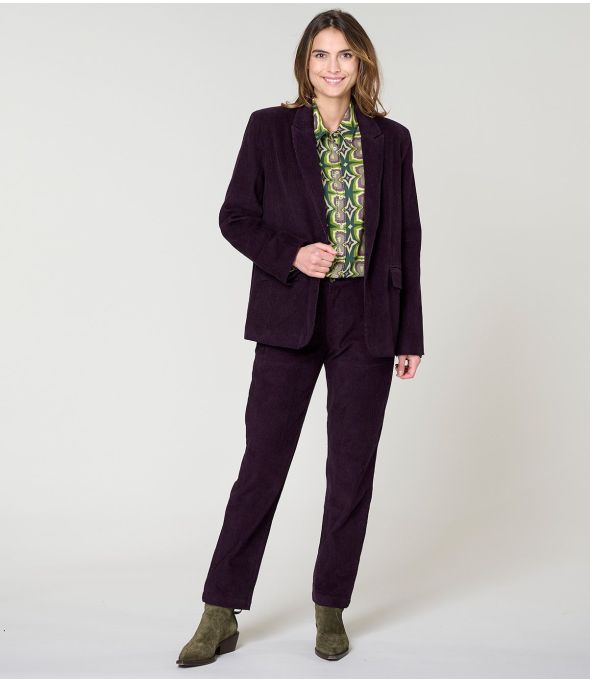 LENY PLAIN VELVET PLUM VISCOSE PANTS - - Storiatipic