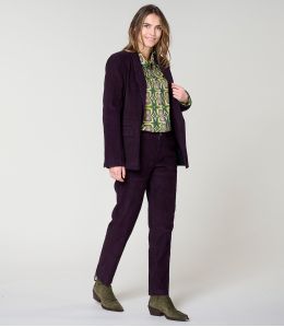 LENY PLAIN VELVET PLUM VISCOSE PANTS - - Storiatipic