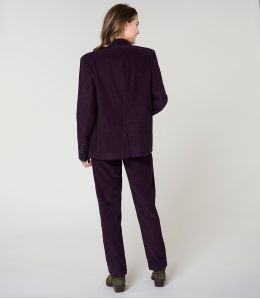 LENY PLAIN VELVET PLUM VISCOSE PANTS - - Storiatipic