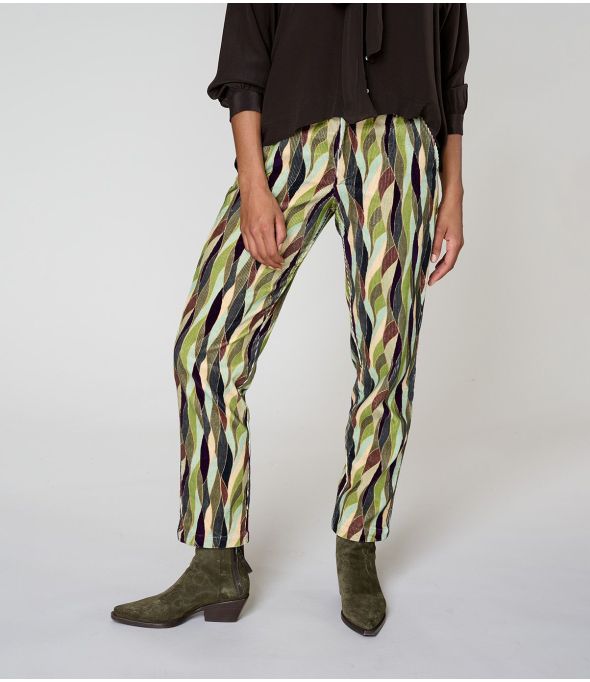 LENY FLAMA GREEN Viscose pants - - Storiatipic
