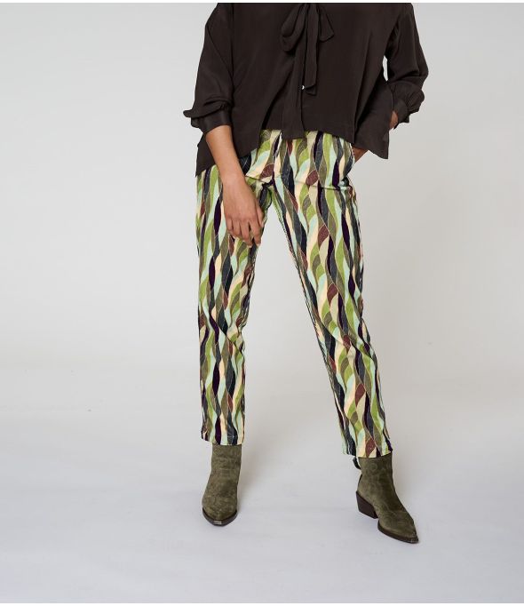 LENY FLAMA GREEN Viscose pants - - Storiatipic