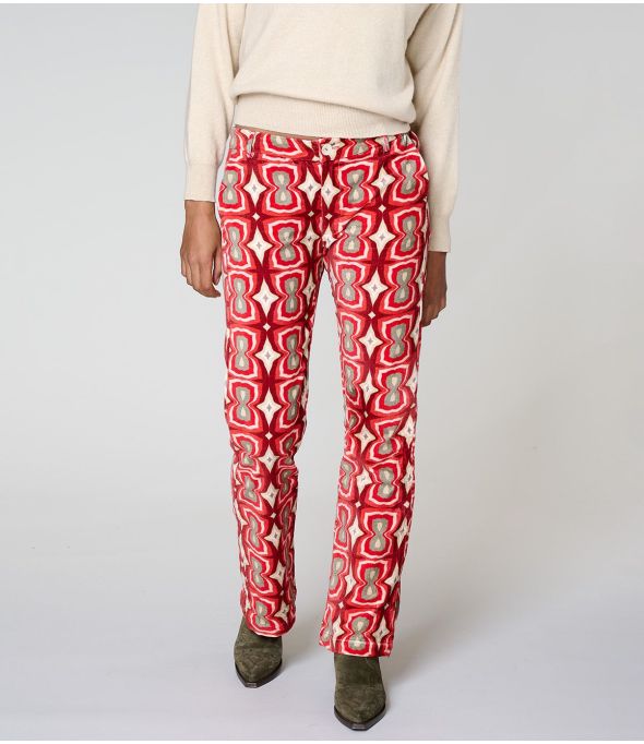 PANTALONES DE ALGODÓN ROJOS SASHA KHAN - - Storiatipic
