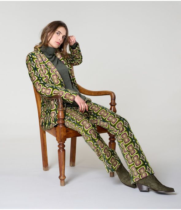 PANTALONES DE ALGODÓN VERDE SASHA KHAN - - Storiatipic