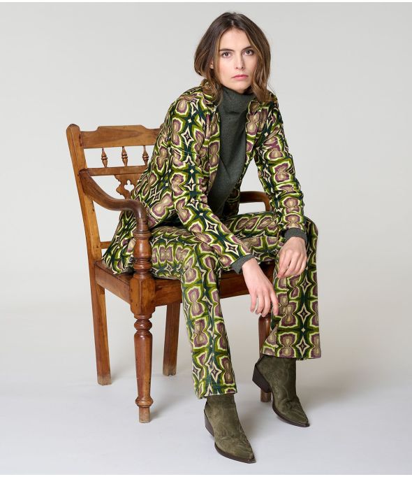 PANTALONES DE ALGODÓN VERDE SASHA KHAN - - Storiatipic