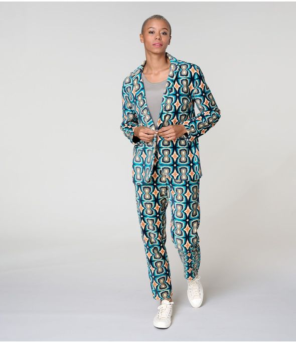 LENY KHAN BLUE COTTON PANTS - - Storiatipic